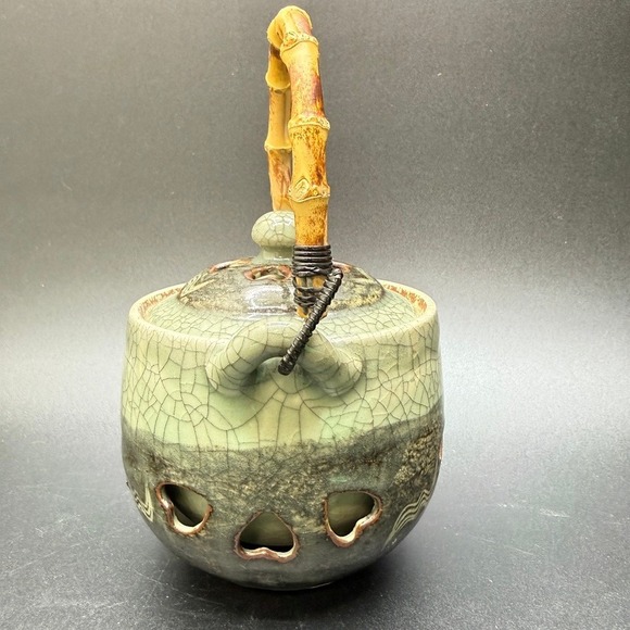 VTG Otagiri SomaWare Somayaki MCM Japan Tea Pot Set Green 6 Cups Golden Horse - Picture 9 of 16